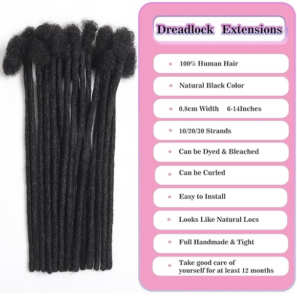 Human hair dread locks 14 inch hair extensions - Picture 4 of 7